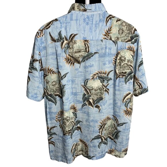 Batik Bay Button Up Hawaiian Camp Shirt L Blue Beach Pocket Short Sleeve Collar - Picture 4 of 6